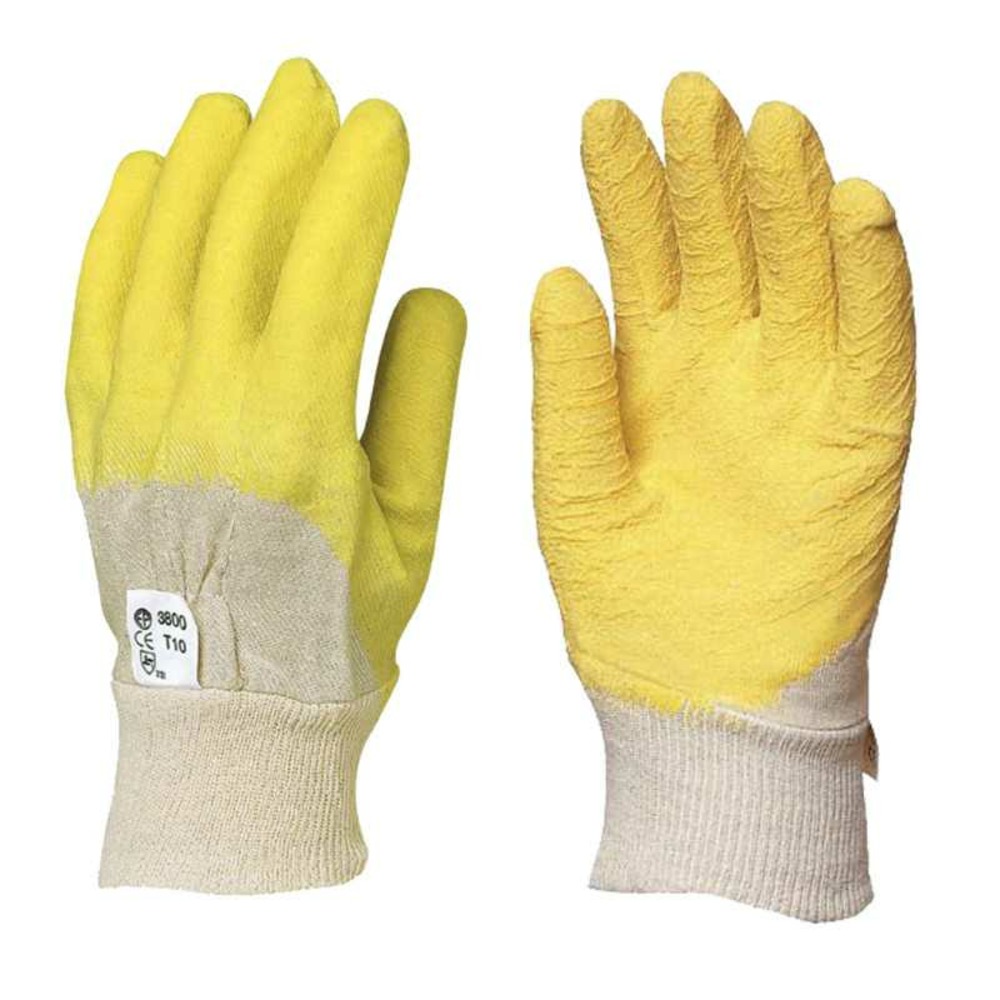 Gant de travail eurotechnique enduit latex crêpé gris jaune t10 coverguard 3800
