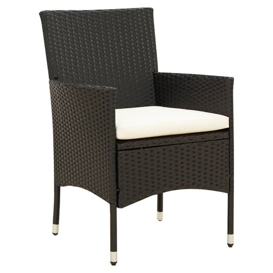 Chaises de jardin lot de 2 avec coussins résine tressée noir