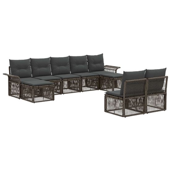 Ensemble de canapé de jardin 9 pc gris polyrotin