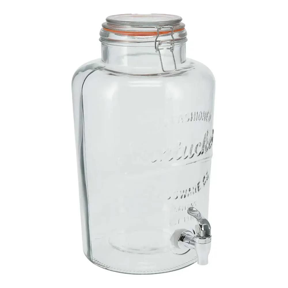 Fontaine à boisson en verre 8l - robinet verseur et couvercle à clip