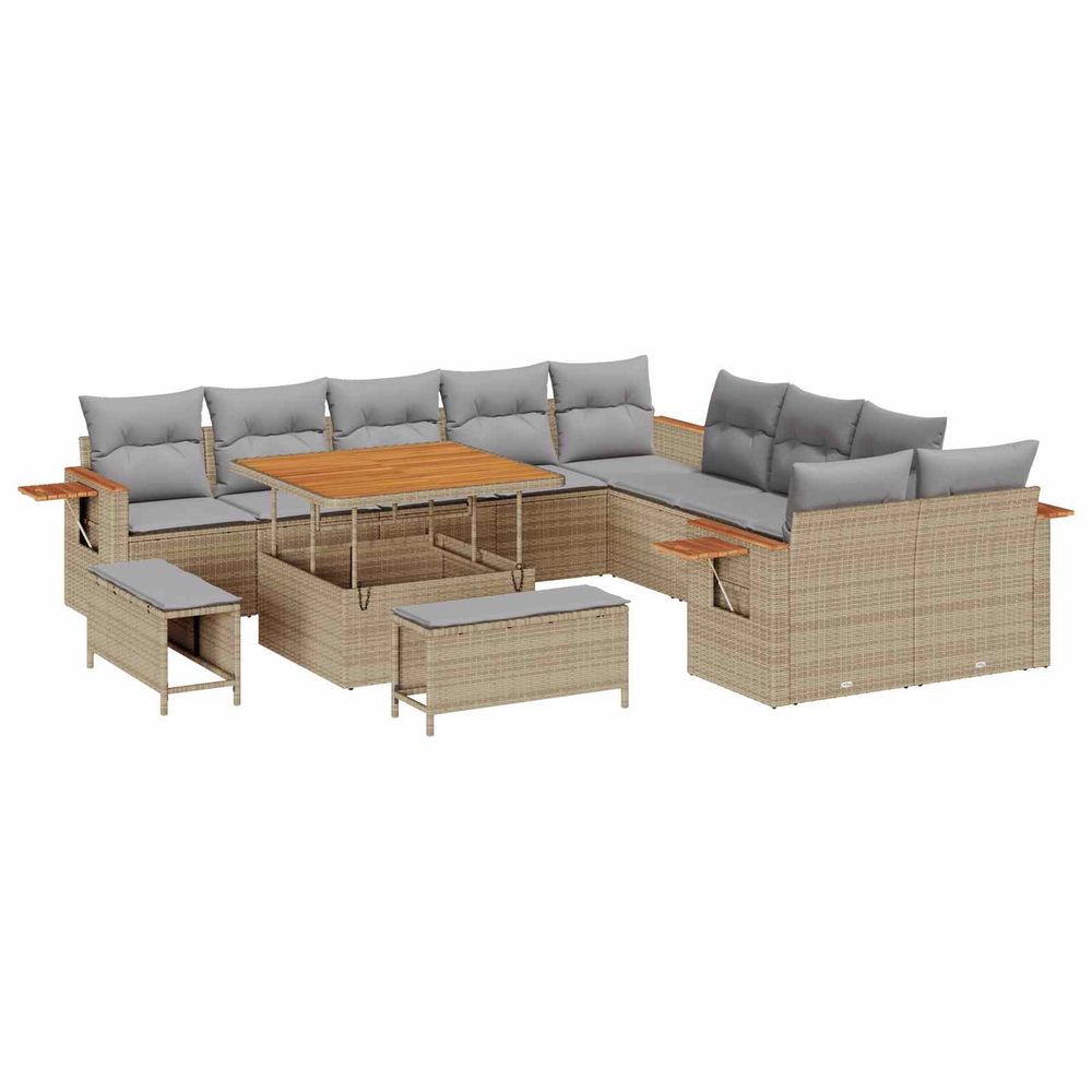 Ensemble de canapé de jardin 13 pc beige polyrotin