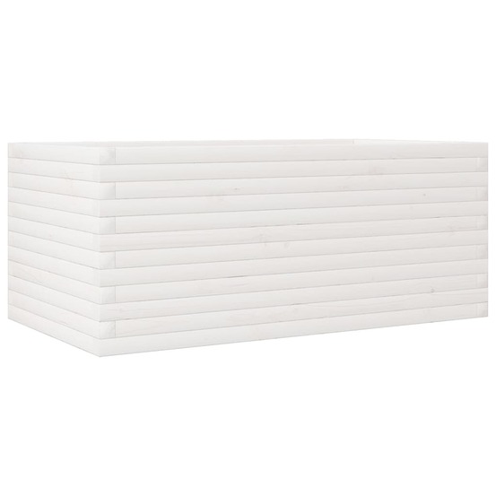 Jardinière bac lit surélevé plantes fleurs terrasse jardin 110 x 60 x 46 cm bois de pin massif blanc