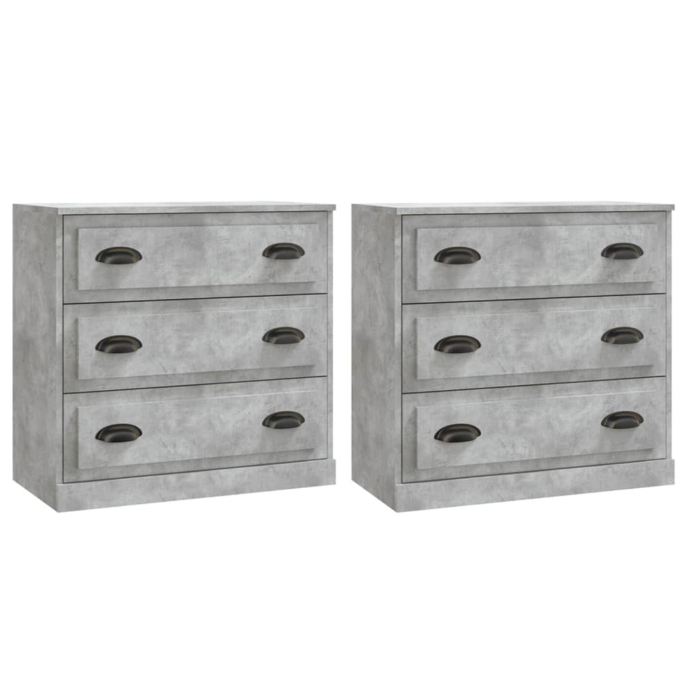 Buffet bahut commode armoire meuble de rangement organisateur cuisine salle de séjour salons lot de 2 bois d'ingénierie gris