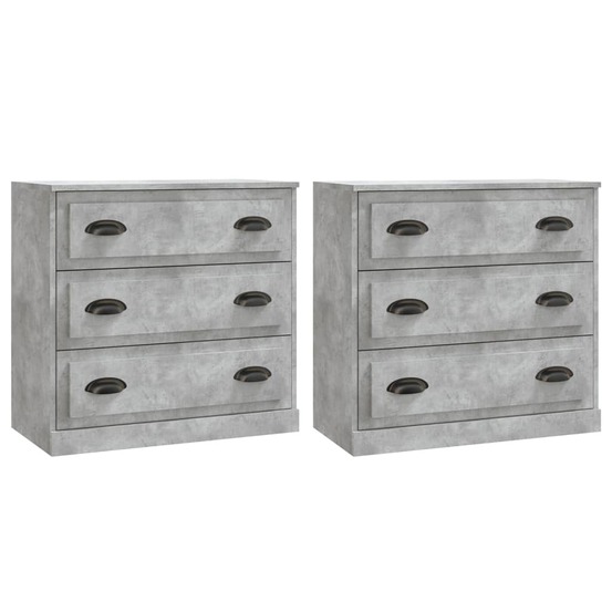 Buffet bahut commode armoire meuble de rangement organisateur cuisine salle de séjour salons lot de 2 bois d'ingénierie gris