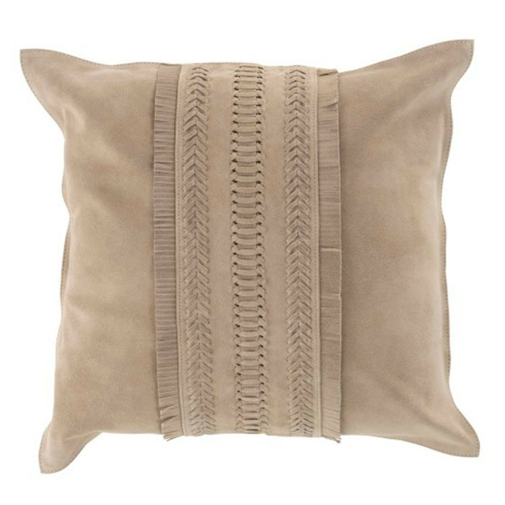 Coussin déco carré cuir india 45x45cm gris clair