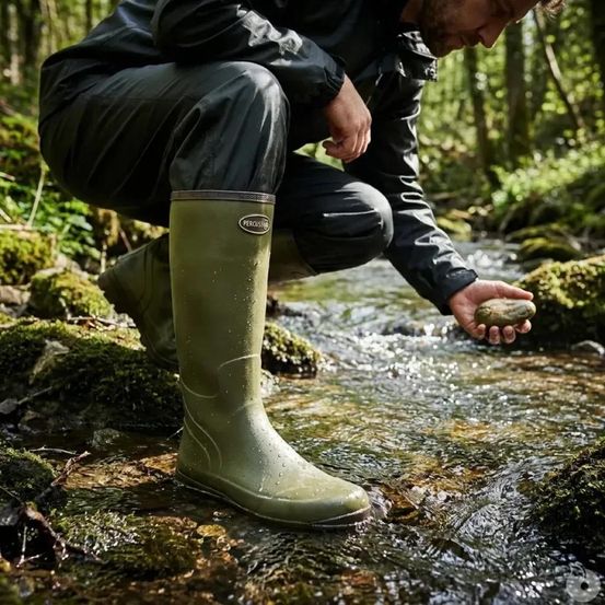 Bottes marly antidérapantes caoutchouc naturel kaki 37 à 48