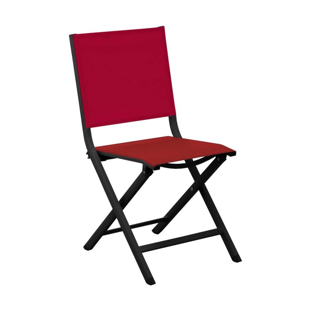 Chaise jardin pliante en aluminium thema graphite, rouge