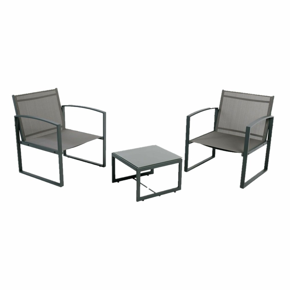 Salon de jardin duo en textaline madrid - gris foncé