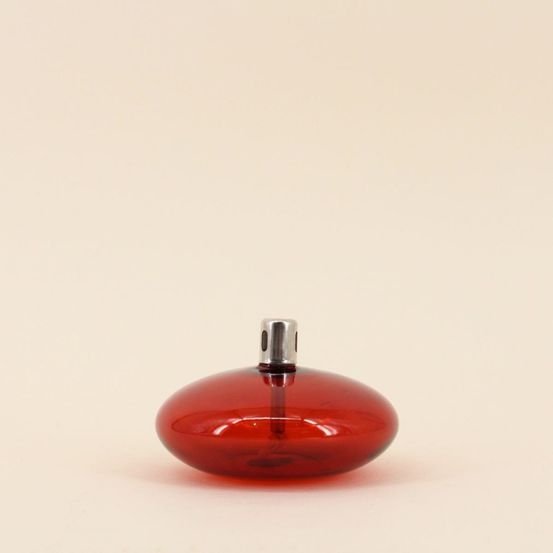 Lampe à huile ronde en verre soufflé bordeaux 10cm
