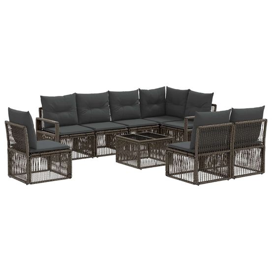 Ensemble de canapé de jardin 9 pc gris polyrotin