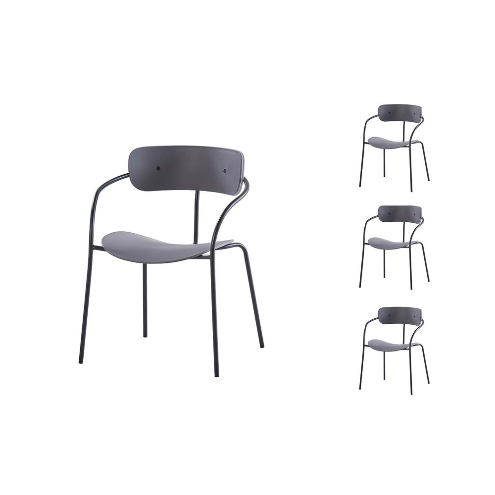 Lot de 4 chaises design gris foncé design alexia