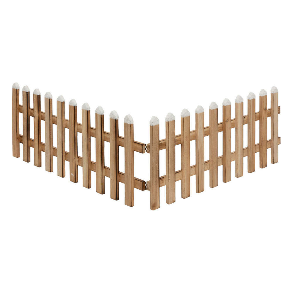 Déco de noël clôture en bois finition enneigé l 90 x h 20 cm