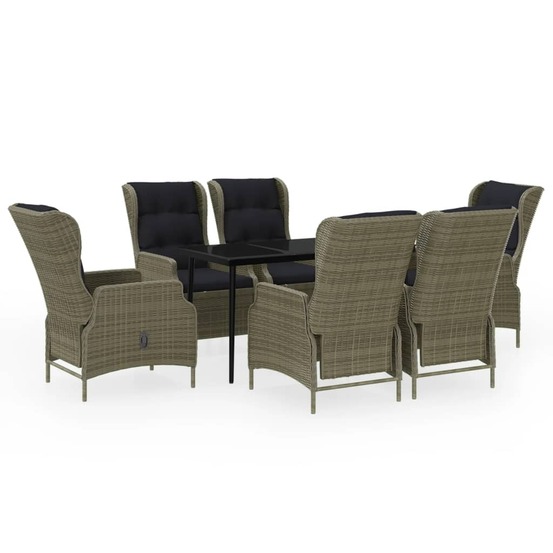 Ensemble à manger de jardin 7 pcs marron