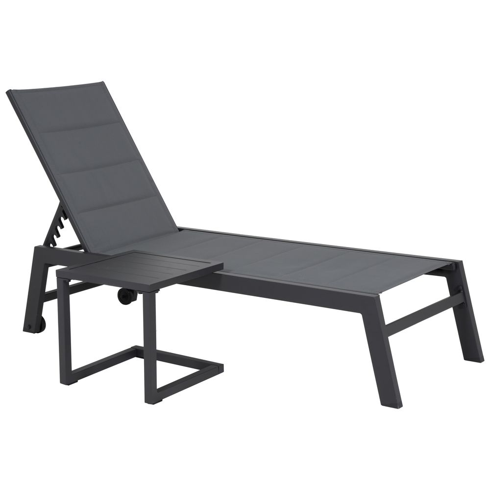 Set transat et table d'appoint barbados textilène gris - aluminium anthracite