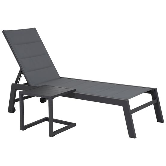 Set transat et table d'appoint barbados textilène gris - aluminium anthracite