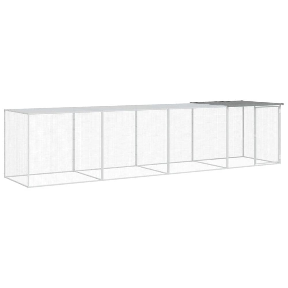Poulailler avec toit gris clair 403x98x90 cm acier galvanisé