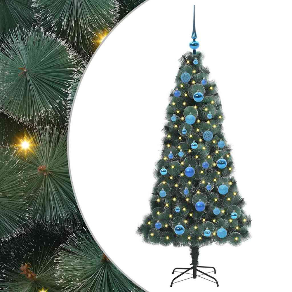 Sapin de noël artificiel pré-éclairé avec ensemble de boules