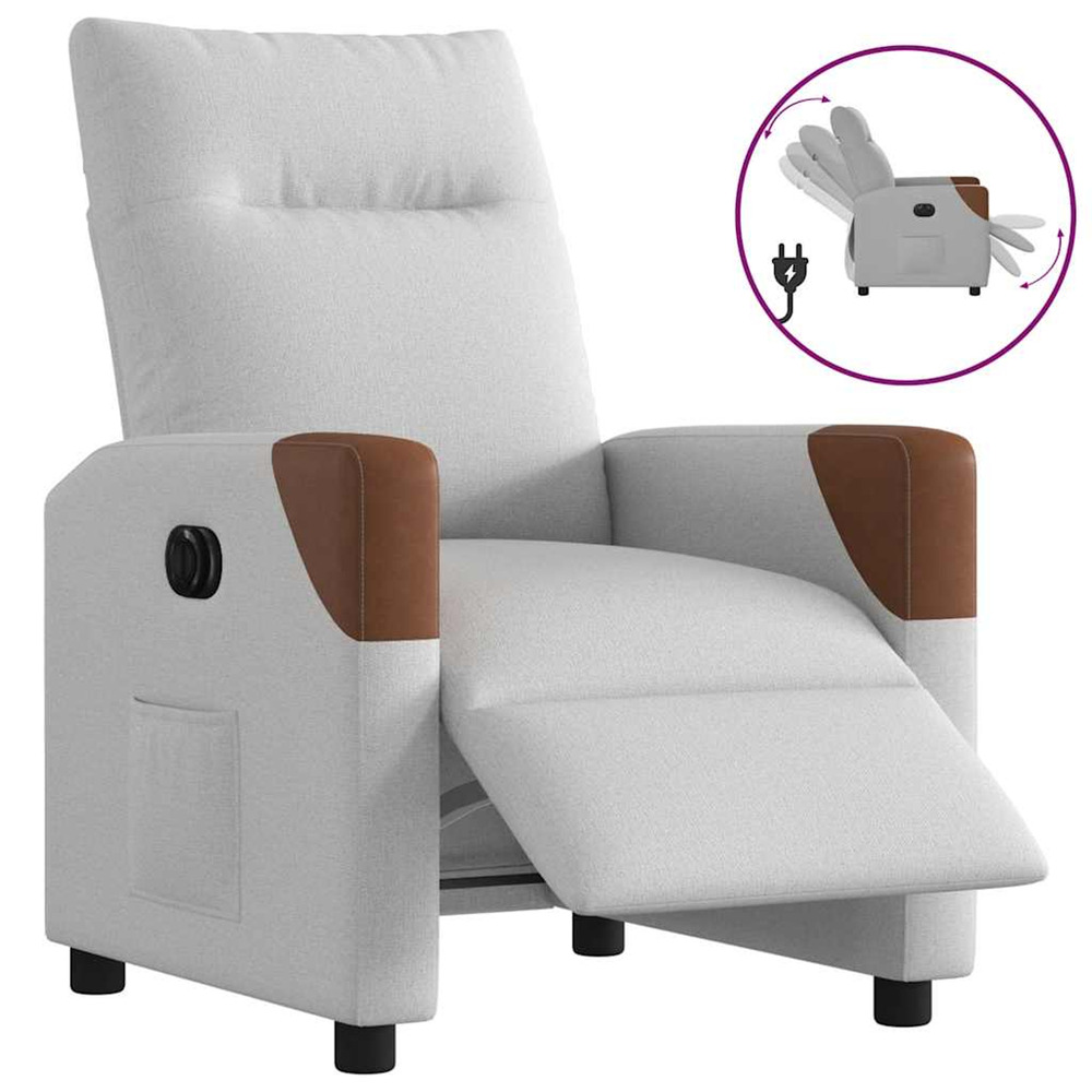 Fauteuil inclinable électrique gris nuage tissu