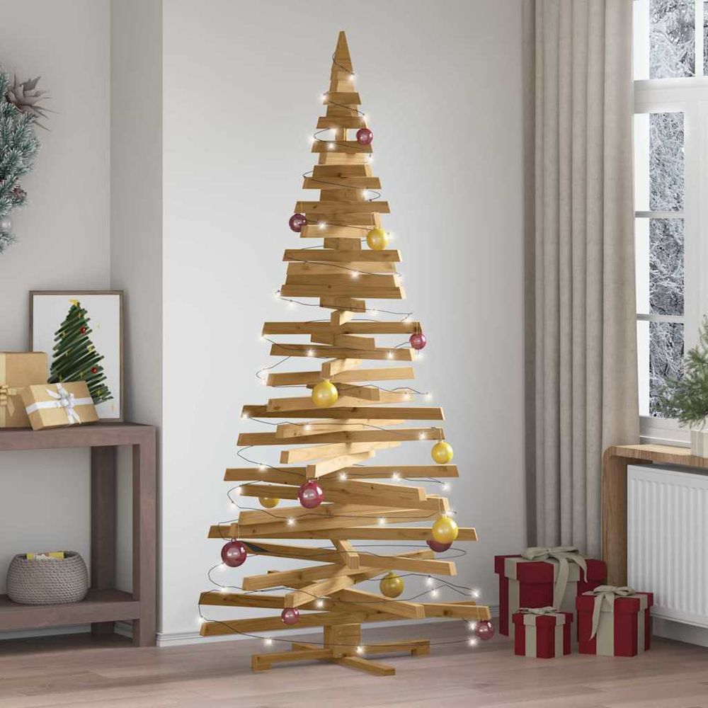 Sapin de noël design en bois de pin massif branches ajustables marron 210 cm