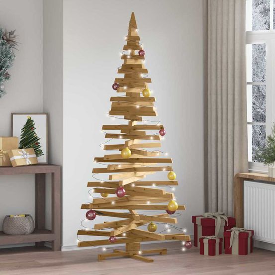 Sapin de noël design en bois de pin massif branches ajustables marron 210 cm
