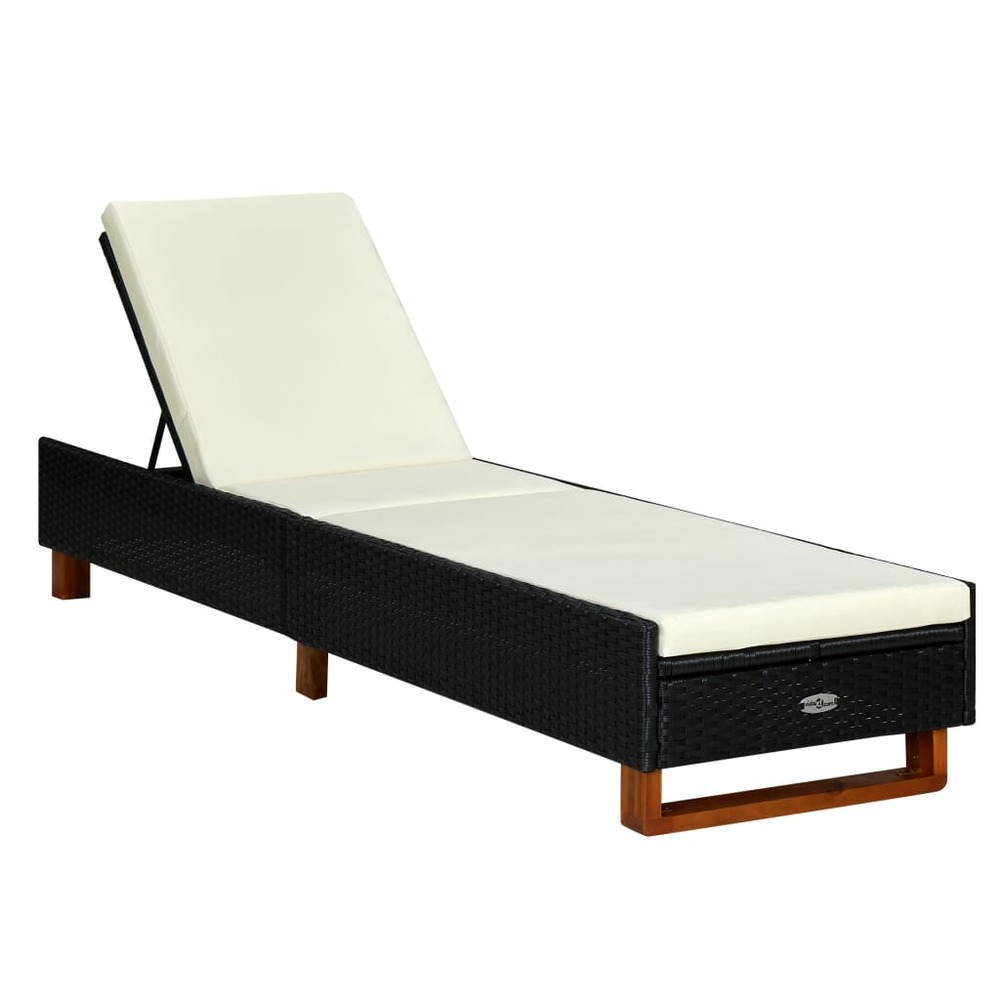 Transat avec coussin résine tressée noir
