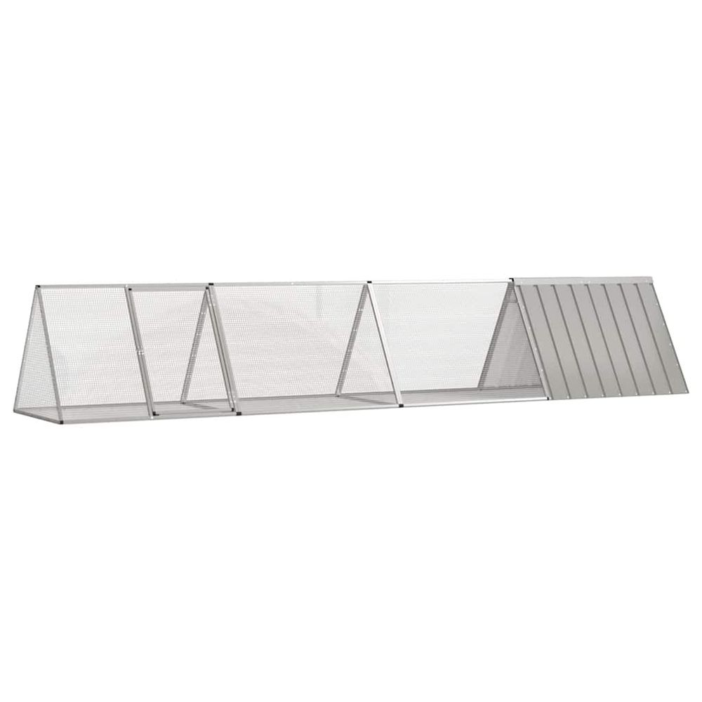 Cage pour lapin gris 403,5x80,5x71 cm acier galvanisé