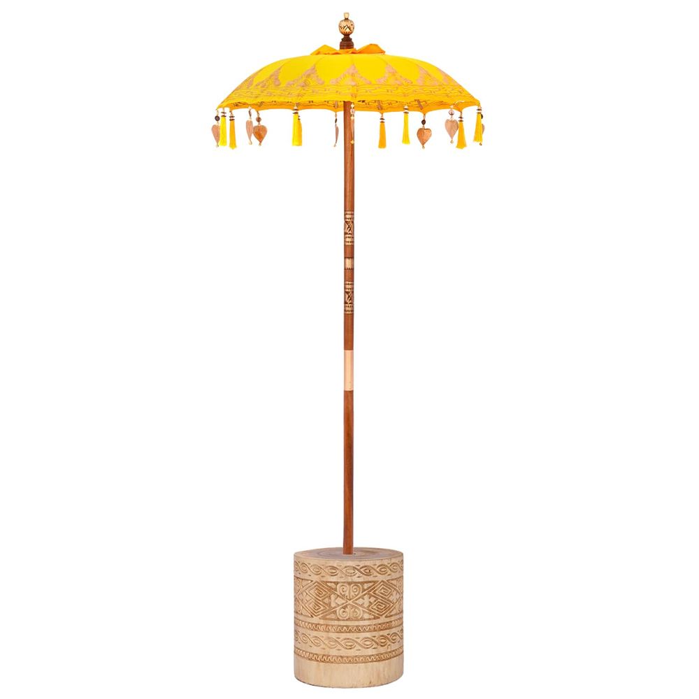 Parasol balinais avec base jaune 95 x 95 x 260 cm