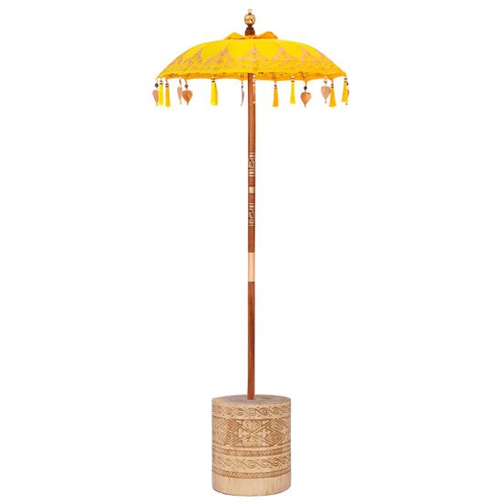 Parasol balinais avec base jaune 95 x 95 x 260 cm