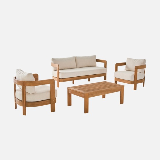 Salon de jardin bois d'acacia 4 places - miyana