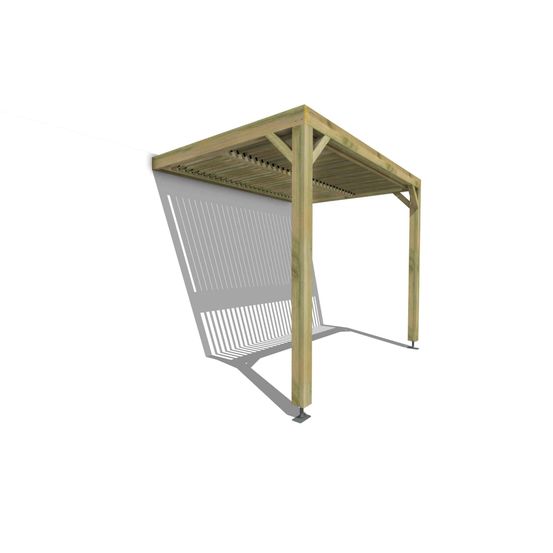 Pergola bois • 3m x 2m • adossée • sens largeur • lames orientables bioclimatiques incluses • livraison comprise