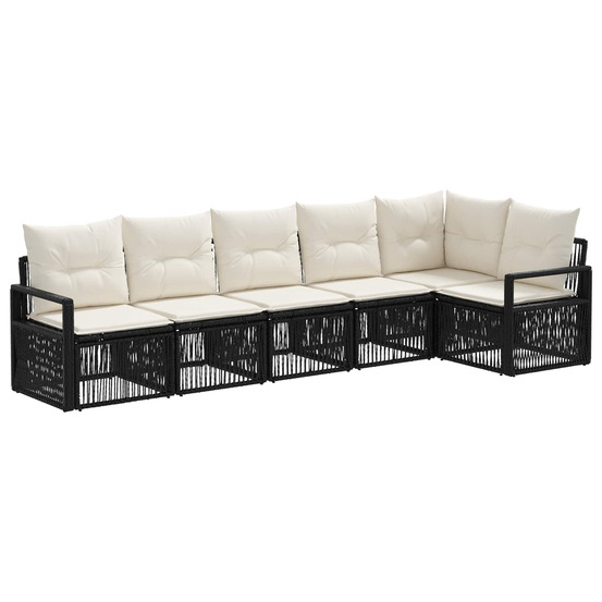 Ensemble de canapé de jardin 6 pcs noir polyrotin