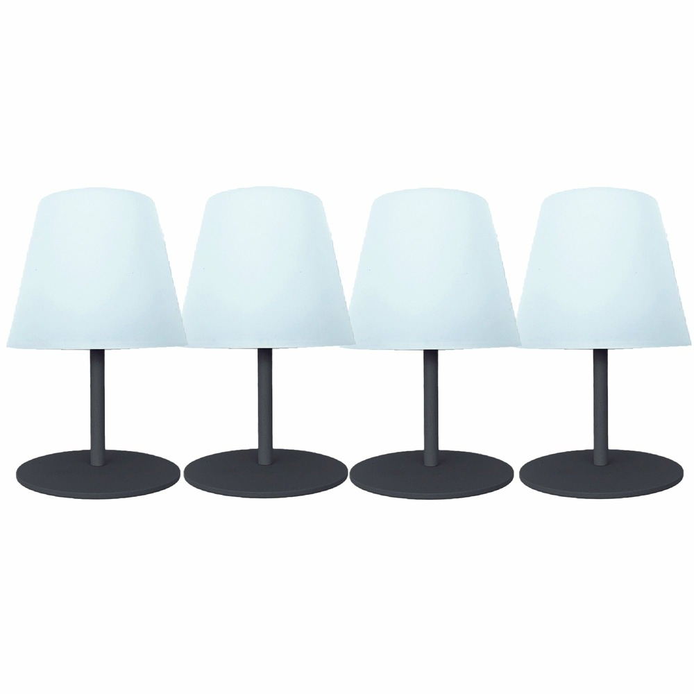 4 lampes de table sans fil twins gris h16cm