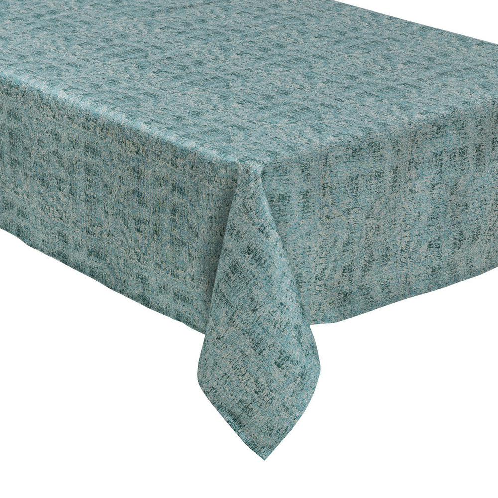 Nappe jacquard nuance de vert et fil lurex argent 140 x 360 cm
