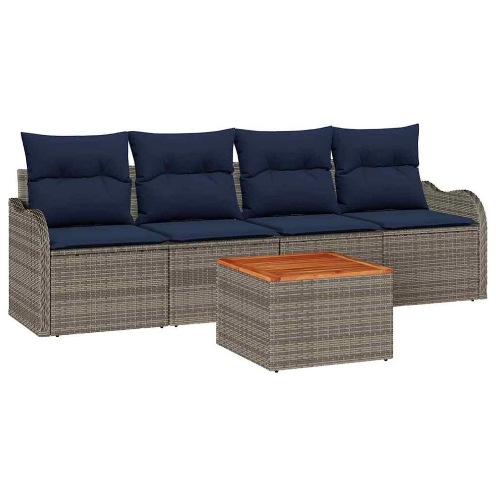 Ensemble de canapé de jardin 5 pc gris polyrotin