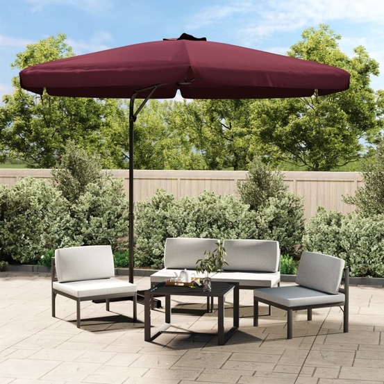 Parasol de jardin avec mât en acier 300 cm rouge bordeaux