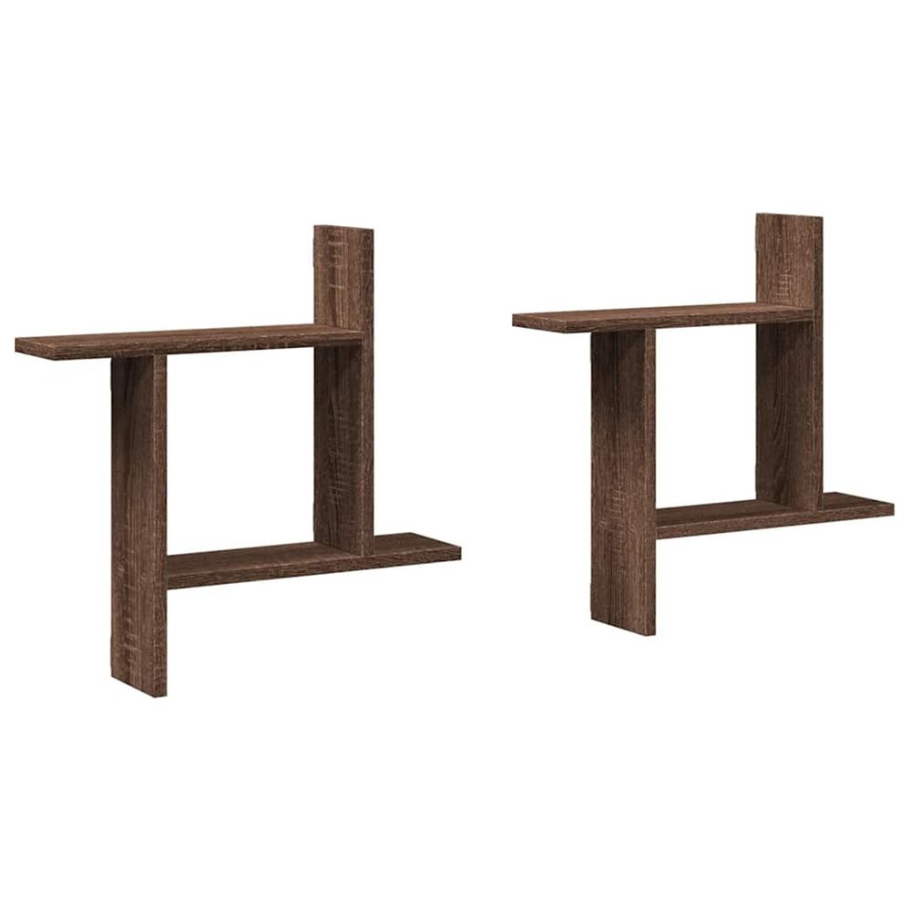 Étagères murales 2pcs chêne marron 50x12x50cm bois d'ingénierie