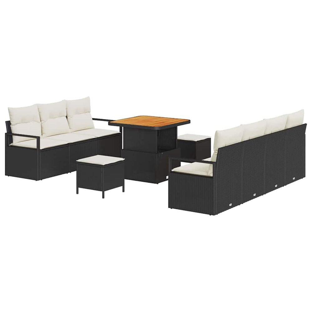 Ensemble de canapé de jardin 10 pc noir polyrotin