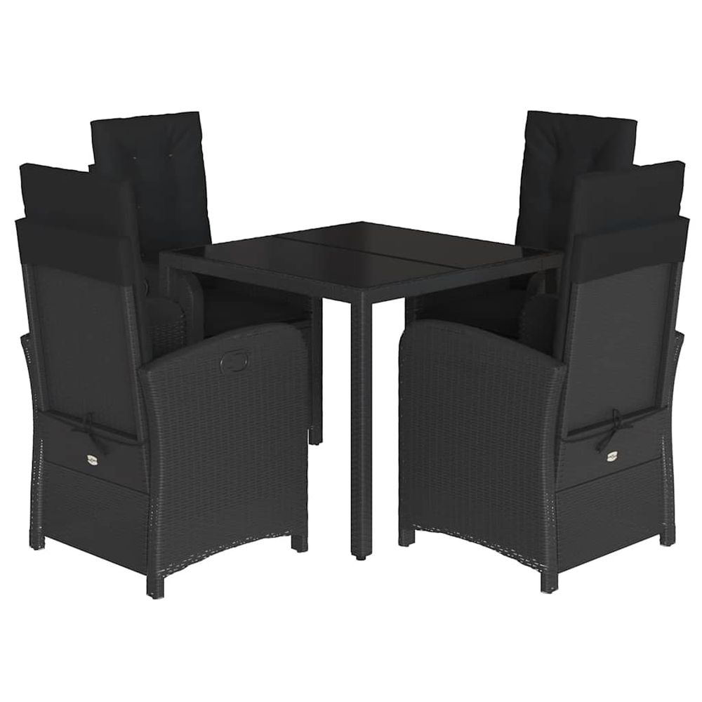 Ensemble à manger de jardin coussins 5pcs noir résine tressée