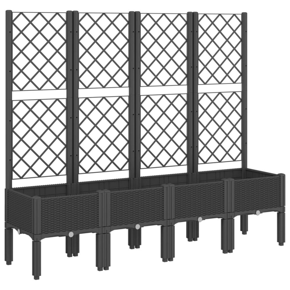 Jardinière d'extérieur avec treillis noir 160x40x142 cm pp