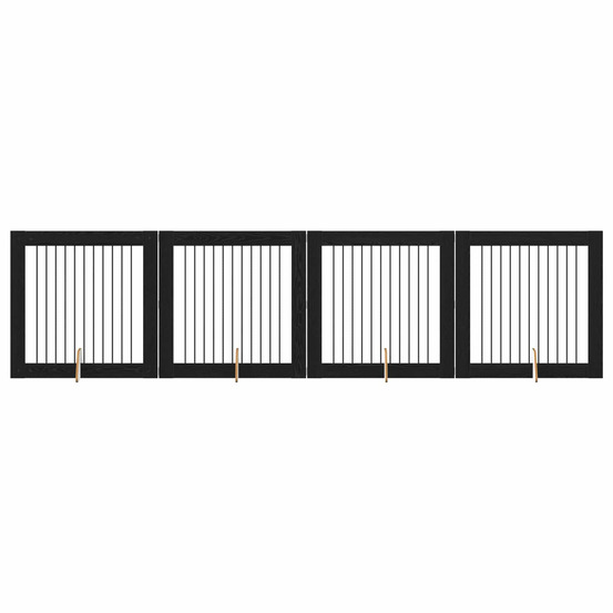 Portillon pour chien avec supports 4 pcs chêne noir