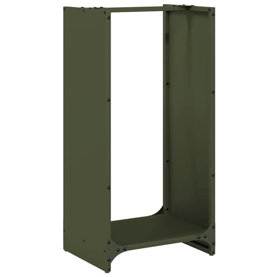Portant de bois chauffage vert olive 40x30x80 cm