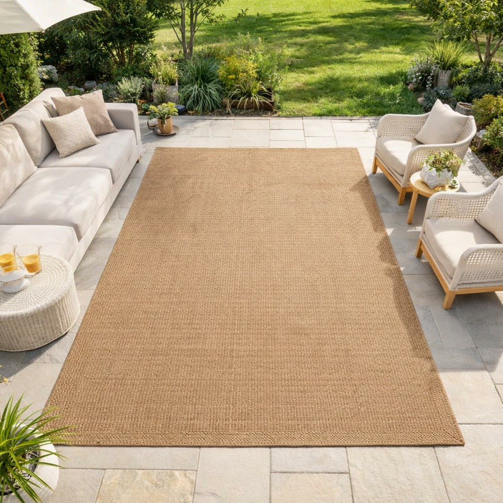 Tapis extérieur 120x170 tissé kilim marron lyn13 jute art k