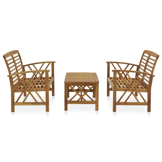 Salon de jardin 3 pcs bois d'acacia solide