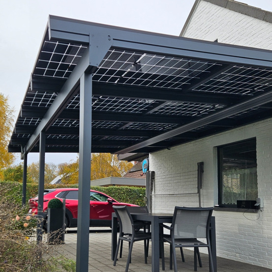 Pergola solaire photovoltaïque cornaline 4,594x3,95m 8 panneaux (gris anthracite ral 7016)