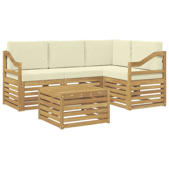 Ensemble de canapés d'extérieur 5 pc blanc et crème polyester