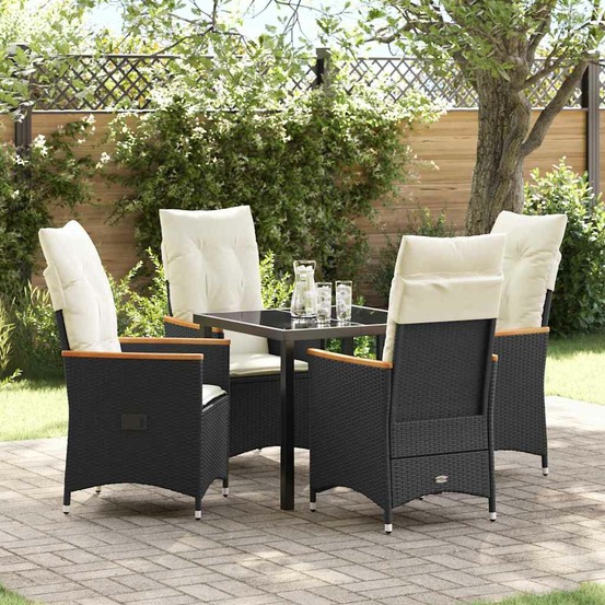 Ensemble de salle à manger pour jardin 5 pcs noir polyrotin