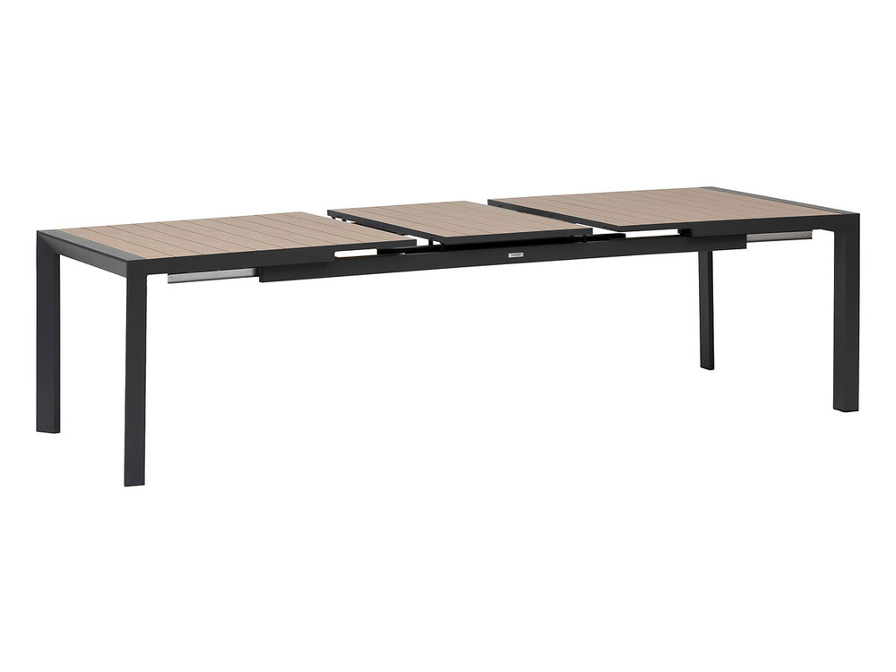 Table de jardin rectangulaire extensible alu evasion 8/10 places effet bois + 10