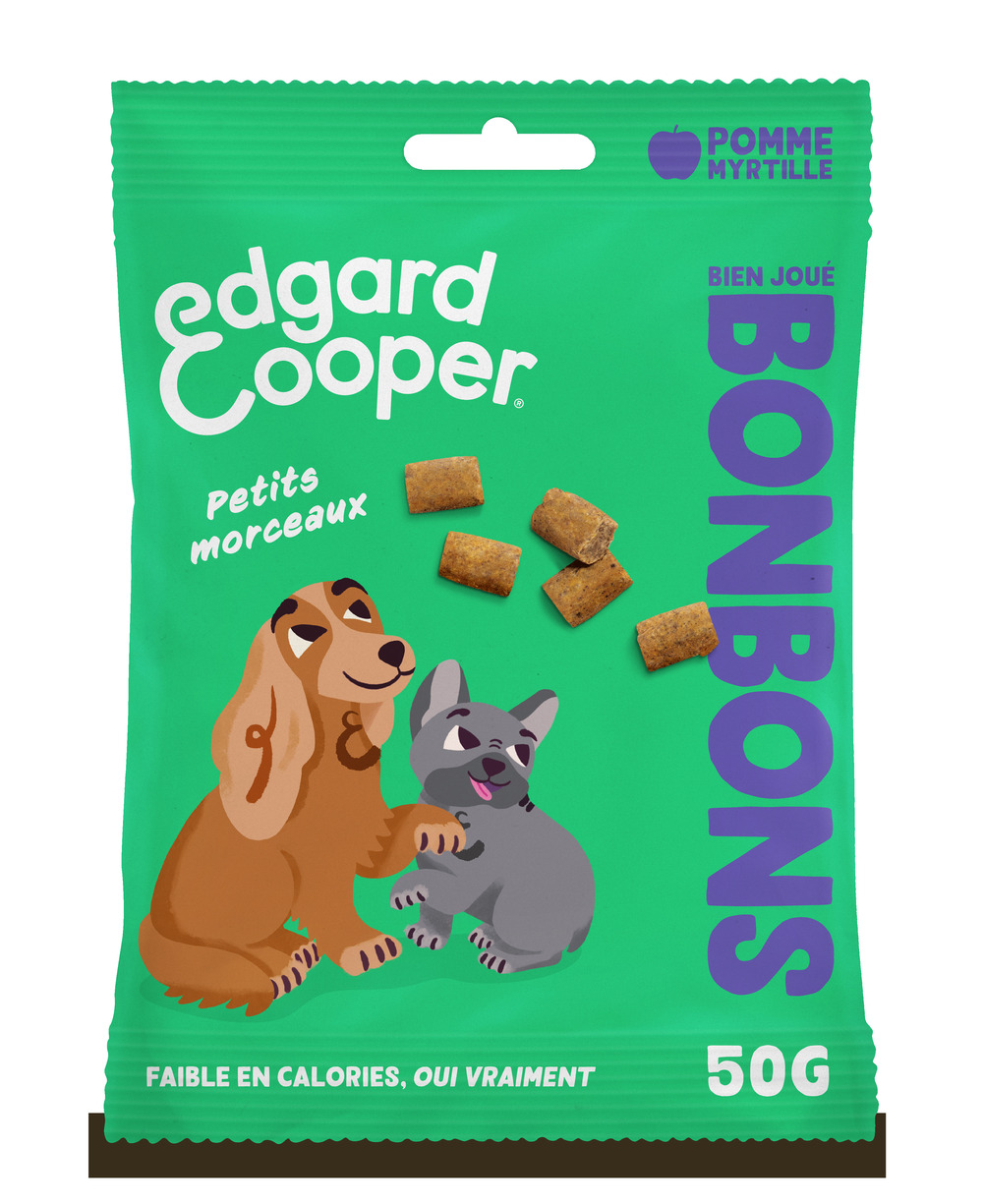 Edgard cooper - friandises sans céréales pomme & myrtilles pour chien 50g