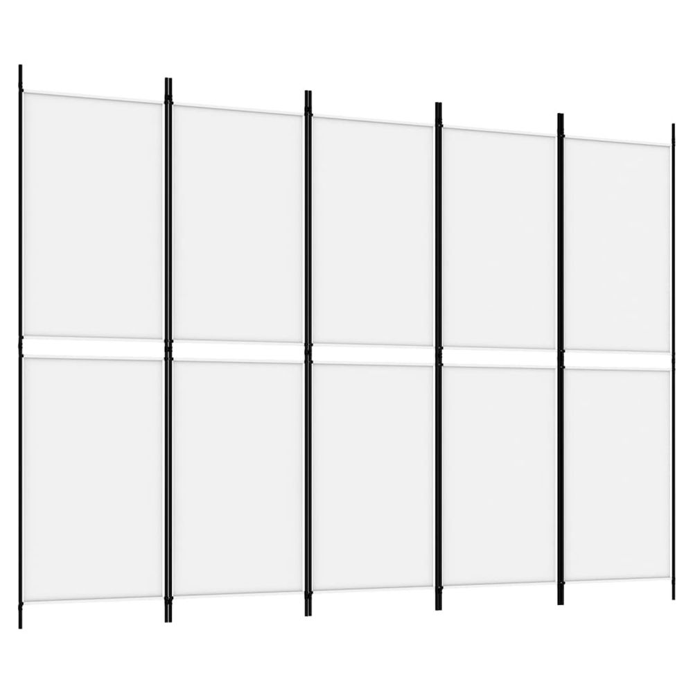 Cloison de séparation 5 panneaux blanc 250x180 cm tissu
