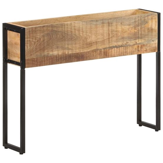 Jardinière sur pieds 90cm en bois de manguier avec étagère de rangement